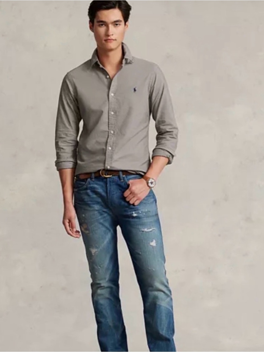 Ralph Lauren Vintage 1990’s Blake Collection Gray Shirt—GREAT LOOKING! NWT—M